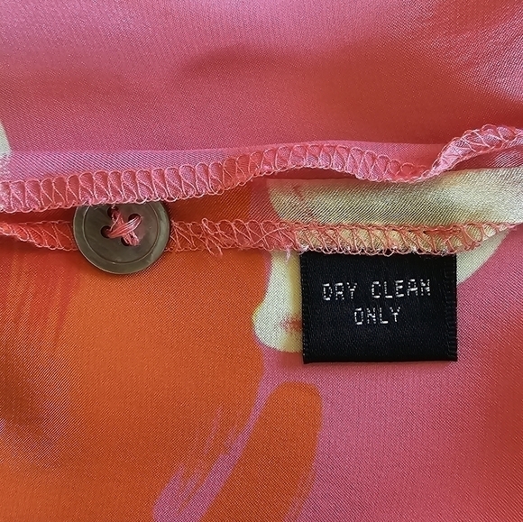 LINDA Allard Ellen Tracy 100% Silk PinkFloral Sleeveless Button Back Top 18 - Picture 6 of 13